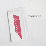 Tennessee ’home’ state silhouette - Tea Towel / Red - Home Silhouette