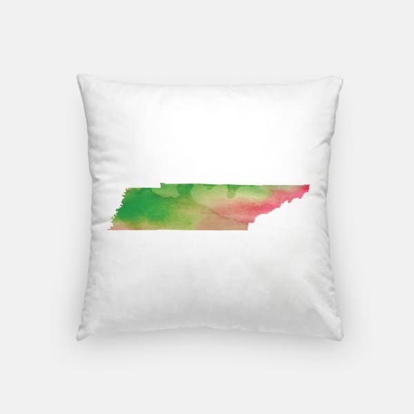 Tennessee state watercolor - Pillow | Square / Pink + Green - State Watercolor