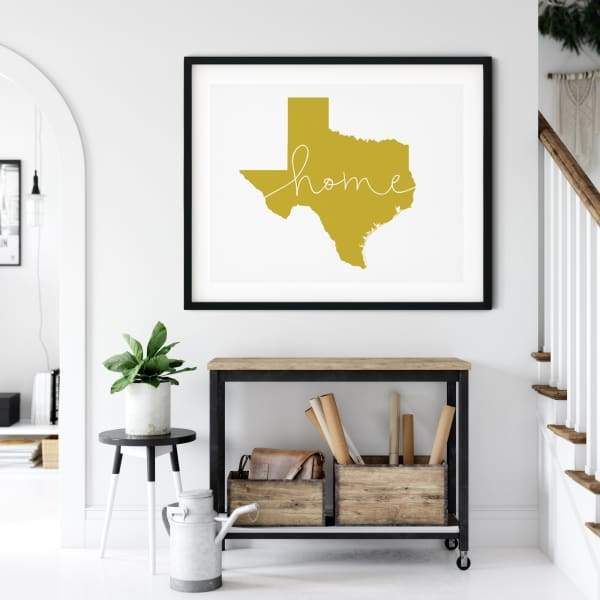 Texas ’home’ state silhouette - 5x7 Unframed Print / GoldenRod - Home Silhouette