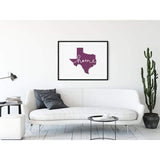 Texas ’home’ state silhouette - 5x7 Unframed Print / Purple - Home Silhouette