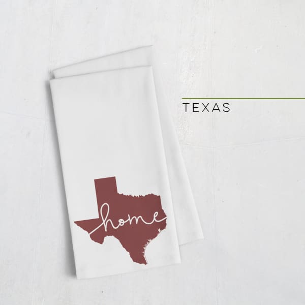 Texas ’home’ state silhouette - Tea Towel / DarkRed - Home Silhouette