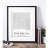 The Bronx New York road map and skyline - 5x7 Unframed Print / Silver - City Map and Skyline