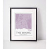 The Bronx New York road map and skyline - 5x7 Unframed Print / Thistle - City Map and Skyline
