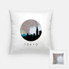 Tokyo city skyline with vintage Tokyo map - Pillow | Square - City Map Skyline