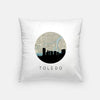 Toledo Ohio city skyline with vintage Toledo map - Pillow | Square - City Map Skyline