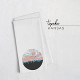 Topeka Kansas city skyline with vintage Topeka map - Tea Towel - City Map Skyline
