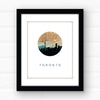 Toronto Ontario city skyline with vintage Toronto map - 5x7 FRAMED Print - City Map Skyline