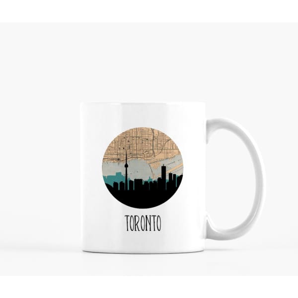 Toronto Ontario city skyline with vintage Toronto map - Mug | 11 oz - City Map Skyline