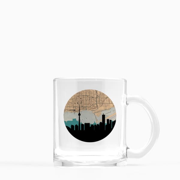 Toronto Ontario city skyline with vintage Toronto map - Mug | Glass Mug - City Map Skyline