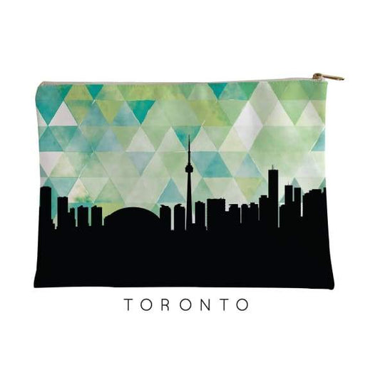 Toronto Ontario geometric skyline - Pouch | Small / Green - Geometric Skyline