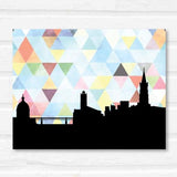 Toulouse France geometric skyline - 5x7 Unframed Print / LightSkyBlue - Geometric Skyline