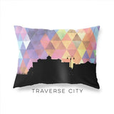 Traverse City Michigan geometric skyline - Pillow | Lumbar / RebeccaPurple - Geometric Skyline