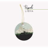 Tripoli Libya city skyline with vintage Tripoli map - Ornament - City Map Skyline