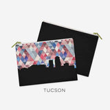 Tucson Arizona geometric skyline - Pouch | Small / Red + Blue - Geometric Skyline