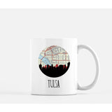 Tulsa Oklahoma city skyline with vintage Tulsa map - Mug | 11 oz - City Map Skyline