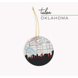 Tulsa Oklahoma city skyline with vintage Tulsa map - City Map Skyline