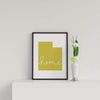 Utah ’home’ state silhouette - 5x7 Unframed Print / GoldenRod - Home Silhouette