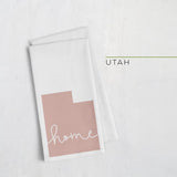 Utah ’home’ state silhouette - Tea Towel / RosyBrown - Home Silhouette