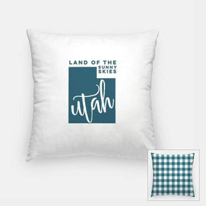 Utah State Song | Land of the Sunny Skies - Pillow | Square / Teal - State Song