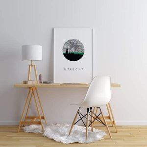 Utrecht city skyline with vintage Utrecht map - 5x7 Unframed Print - City Map Skyline