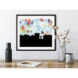 Valparaiso Indiana geometric skyline - 5x7 Unframed Print / LightSkyBlue - Geometric Skyline