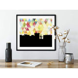 Valparaiso Indiana geometric skyline - 5x7 Unframed Print / Yellow - Geometric Skyline