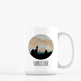 Vancouver British Columbia city skyline with vintage Vancouver map - Mug | 15 oz - City Map Skyline