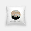 Vancouver British Columbia city skyline with vintage Vancouver map - Pillow | Square - City Map Skyline