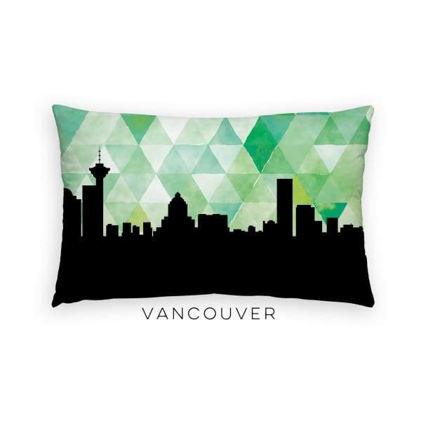Vancouver British Columbia geometric skyline - Pillow | Lumbar / Green - Geometric Skyline