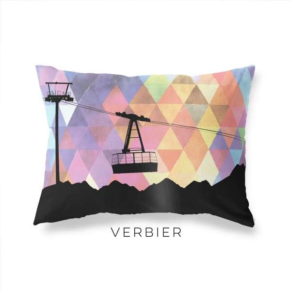 Verbier Switzerland geometric skyline - Pillow | Lumbar / RebeccaPurple - Geometric Skyline
