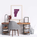 Vermont ’home’ state silhouette - 5x7 Unframed Print / Purple - Home Silhouette