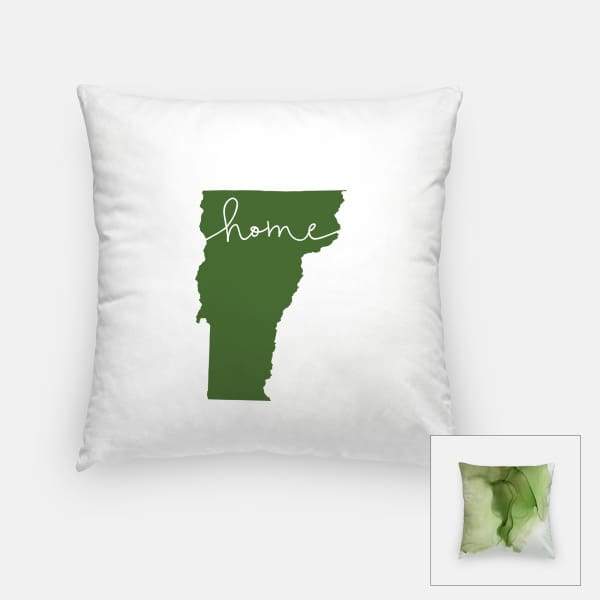 Vermont ’home’ state silhouette - Pillow | Square / DarkGreen - Home Silhouette