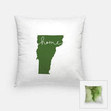 Vermont ’home’ state silhouette - Pillow | Square / DarkGreen - Home Silhouette