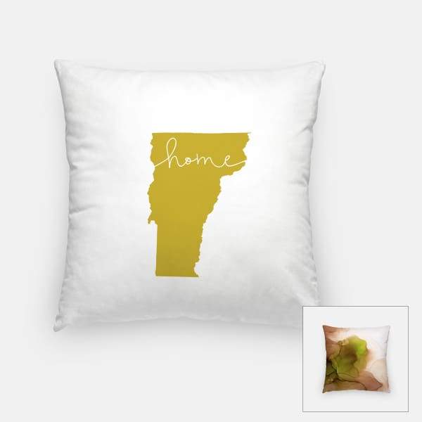 Vermont ’home’ state silhouette - Pillow | Square / GoldenRod - Home Silhouette