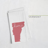 Vermont ’home’ state silhouette - Tea Towel / Crimson - Home Silhouette