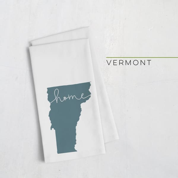 Vermont ’home’ state silhouette - Tea Towel / DarkSlateGray - Home Silhouette