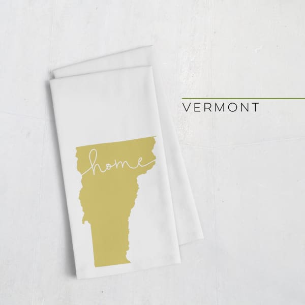 Vermont ’home’ state silhouette - Tea Towel / GoldenRod - Home Silhouette