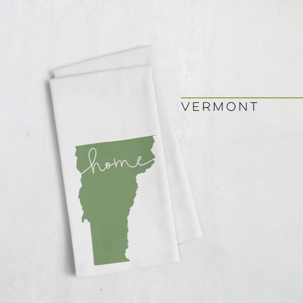 Vermont ’home’ state silhouette - Tea Towel / OliveDrab - Home Silhouette