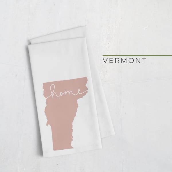 Vermont ’home’ state silhouette - Tea Towel / RosyBrown - Home Silhouette