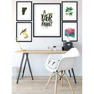 Vermont state symbols gallery wall - Red Clover, Hermit Thrush, Sugar Maple