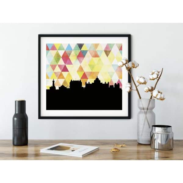 Victoria British Columbia geometric skyline - 5x7 Unframed Print / Yellow - Geometric Skyline
