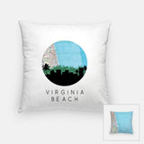 Virginia Beach Virginia city skyline with vintage Virginia Beach map - Pillow | Square - City Map Skyline