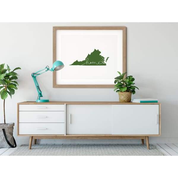 Virginia ’home’ state silhouette - 5x7 Unframed Print / DarkGreen - Home Silhouette