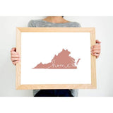 Virginia ’home’ state silhouette - 5x7 Unframed Print / RosyBrown - Home Silhouette
