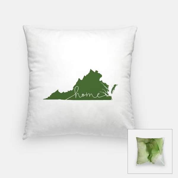 Virginia ’home’ state silhouette - Pillow | Square / DarkGreen - Home Silhouette