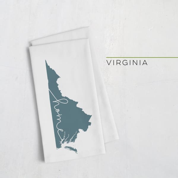 Virginia ’home’ state silhouette - Tea Towel / DarkSlateGray - Home Silhouette