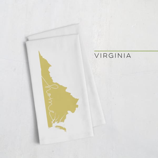 Virginia ’home’ state silhouette - Tea Towel / GoldenRod - Home Silhouette