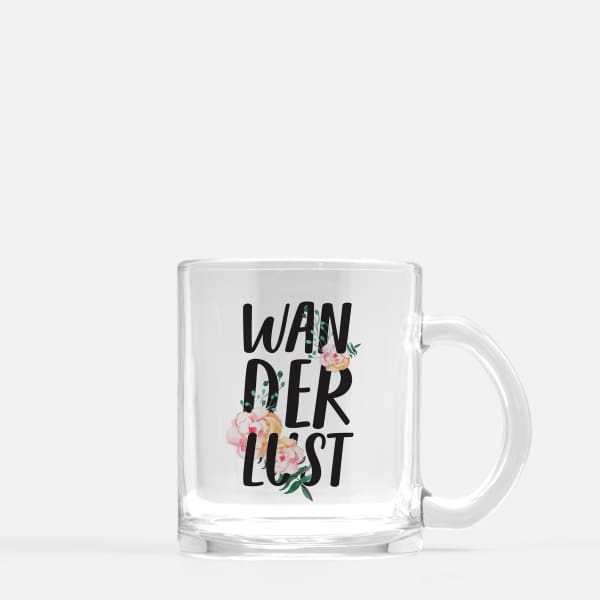 Wanderlust peekaboo floral - Mug | Glass Mug - Quotes