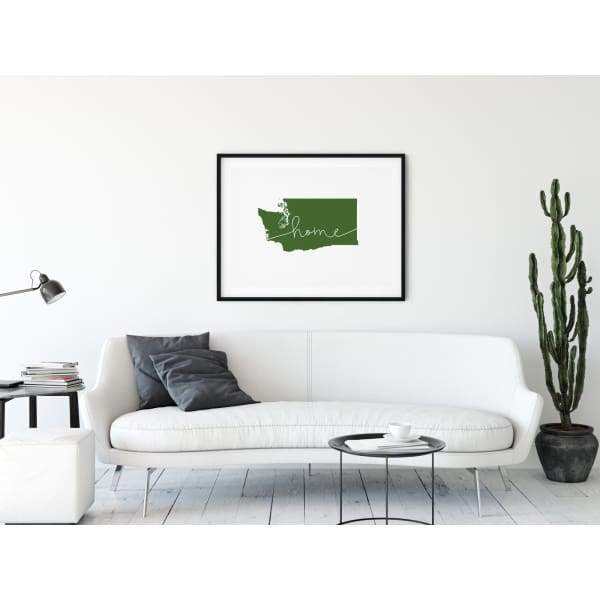 Washington ’home’ state silhouette - 5x7 Unframed Print / DarkGreen - Home Silhouette