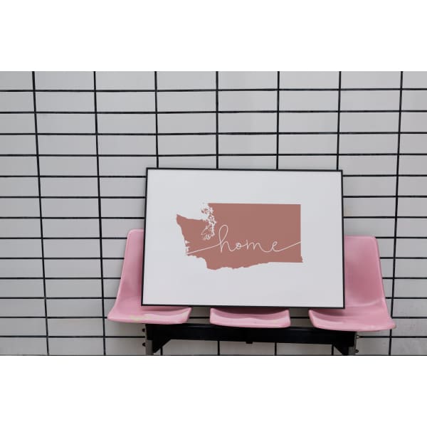 Washington ’home’ state silhouette - 5x7 Unframed Print / RosyBrown - Home Silhouette